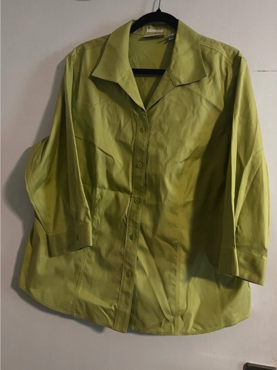 Chico's Tops - Chico's Lime Green Button-Down Shirt Non-Iron Size XL Coastal Office Resortwear